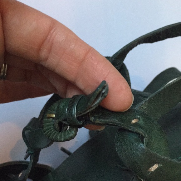 Frye Green Leather T-Strap Heels - Picture 9 of 12